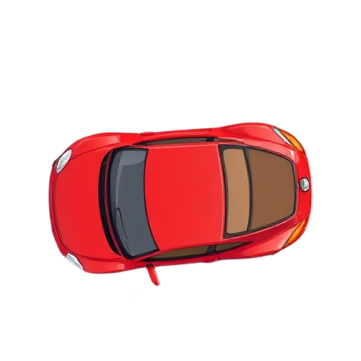 top down red car