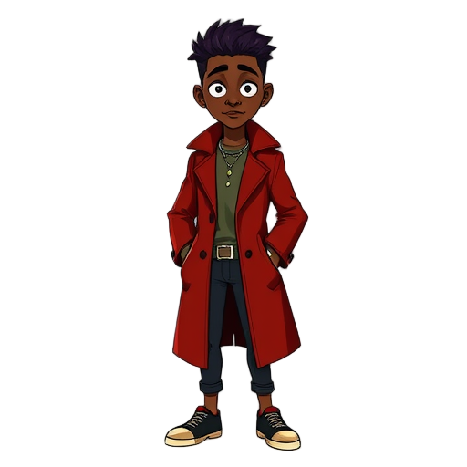 boondocks character african red trenchcoat