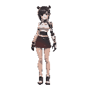 cyber punk female wearing skirt with one robotic arm