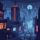 cyber punk city, at night