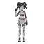 cyber punk female wearing skirt with one robotic arm