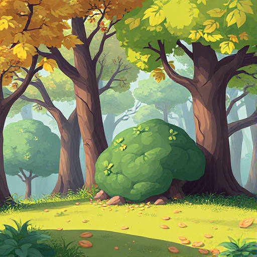 a background with trees, leaves, bush