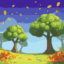 a background with trees, leaves