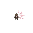 create the character walking in four directions, and also launching a magical attack that travels a certain distance before disappearing.