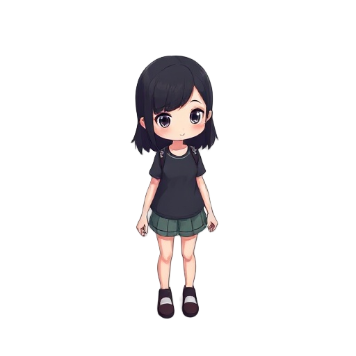 isometric girl with black hair