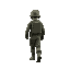 soldier walking backwards