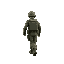soldier walking backwards