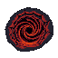 a pixel art swirling vortex at its center, suggesting a portal or dimension gateway. this vortex is surrounded by dark alien organic texture wall.  the overall color palette includes dark orange and g