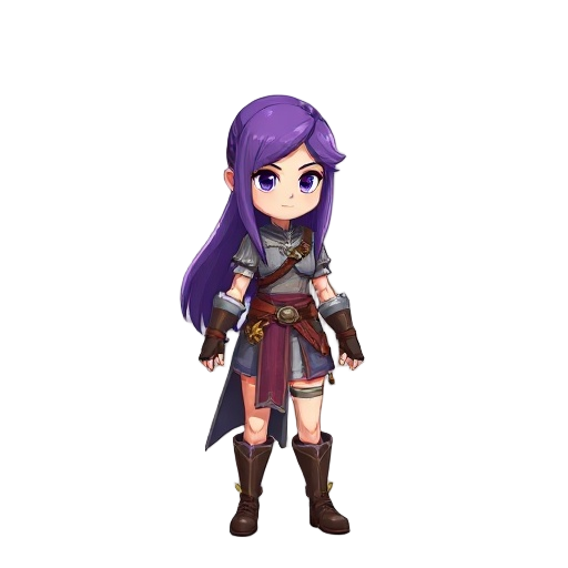 purple haired female warrior