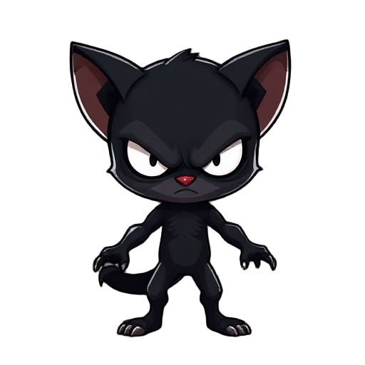 crie um personagem, seu corpo humanoide sendo uma silhueta preta com olhos brancos com uma estetica misteriosa e intimidadora, não possui nenhuma outro item em sua estrutura como caldas, cor, orelhas ou semelhante.