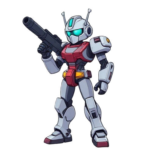 robot with gun side of view