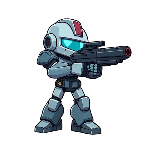 robot with gun side of view
