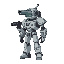 robot with a hose head with gun side view