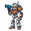 robot with a hose head with blue gun side view