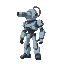 robot with a hose head with gun side view