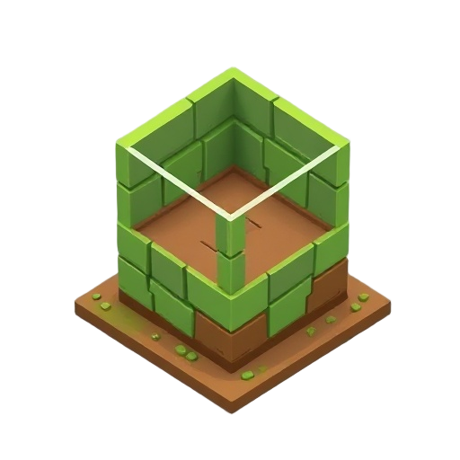 create an isometric cube green with a brown base