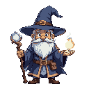 generate me the sprite of a wizard with his set
