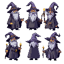 generate me the sprite of a wizard with his set