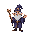 generate me the sprite of a wizard with his set