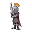 knight with sword in profile