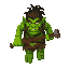 the image of a green-skinned troll. he is big and strong, dressed in rags, with a club, walking forward. top down view. the image is seen from above. for a game whose view is top down