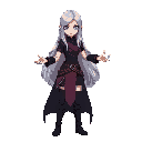 make me a cool woman with long silver hair assassin with mage type and make it pixelated make a t pose