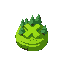 green foresty button with big x on top