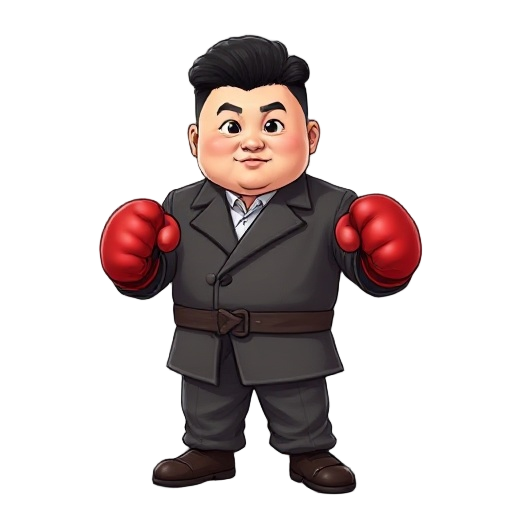 create a street fighter like character of kim jong un wearing boxing gloves in a ready to fight pose