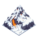 create a isometric tileset like final fantasy tactics, but stylized as toonshade. creating a mountain snow ground with lava in certain points.