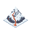 create a isometric tileset like final fantasy tactics, but stylized as toonshade. creating a mountain snow ground with lava in certain points.