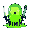 slime, boss, swords stuck in the body, green, lamp inside the body, scary