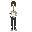generate a male character wearing a ptc uniform. his outfit is a white school uniform with black pants, and the word 'ptc' is written on the uniform in green.