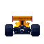 yellow race car from back view