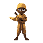 african american ninja in a tan garb and yellow cape