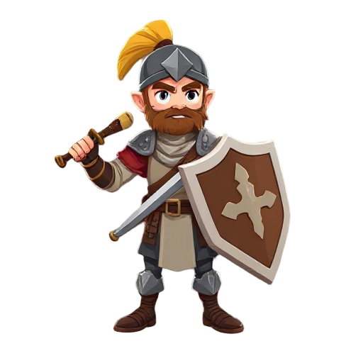 generate a warrior character carrying a sword and shield