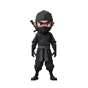 ninja wearing hakama proportioned