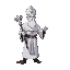 priest with white tunic and cold stick