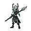 undyne the undying from undertale in battle stance holding her spear
