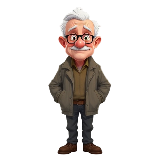 old man 70 years old with an jacket