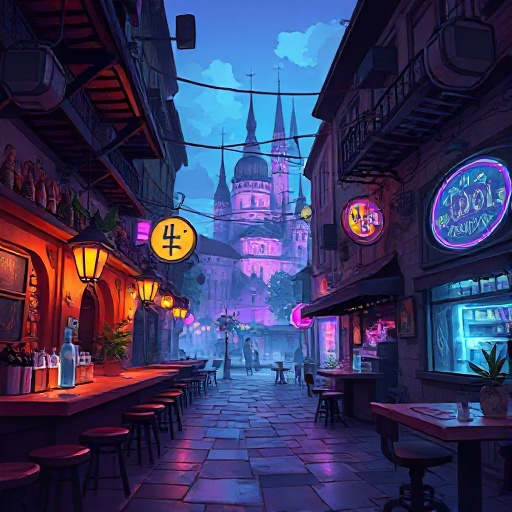 prague, bar, cyberpunk