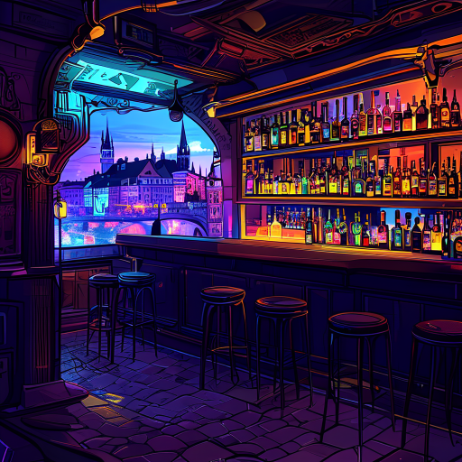 prague, bar, cyberpunk