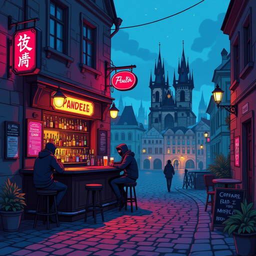 prague, bar, cyberpunk