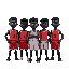 5 models for a basket player. standing-up position for all the models, one close to the other. black skin color. no hairs. sort by shortest to tallest