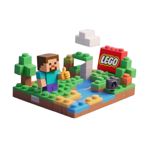 entendi perfeitamente o que você quer. 👍 você quer um jogo **3d mobile com câmera em terceira pessoa e mundo em blocos**, parecido com:  * minecraft * lego worlds  ⚠️ apenas um detalhe importante: você **não pode usar a marca lego** dentro do jogo (logo, 