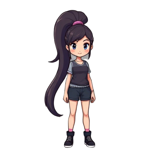 pixel woman with gigangtic ponytail