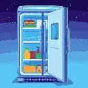 closed fridge and small square portal on door allows you to see what's inside the refrigerator without opening it. that is, the products are visible there. but this is an alien space refrigerator.