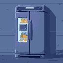 closed fridge and small square portal on door allows you to see products what's inside the refrigerator without opening it. but this is an alien space refrigerator.