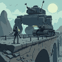 marvin, a melancholic robot, is standing on the edge of a bridge when a giant black tank approaches him. the tank stops and scans marvin with a probe. he then orders marvin to get out of the way, but 