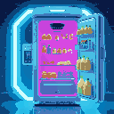the refrigerator and the portal frame that allows you to see what's inside the refrigerator without opening it. that is, the products are visible there. but this is an alien space refrigerator.