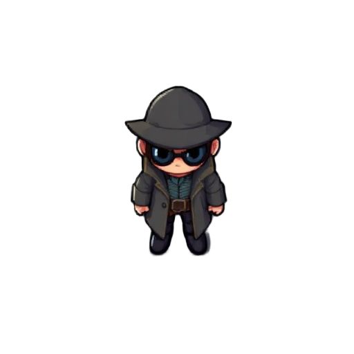 a detective sprite like champions island character pixelated